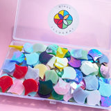 ILLUCKAI 3/4" Iridescent Fanshape Glass Mosaic Tiles for Crafts, 170 Pieces Mosaic Glass Pieces for Home Decor, Stained Glass Supplies Mosaic Kit for ILLUCKAI