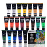 Artecho Professional Acrylic Paint Set, 20 Primary Colors (120ml / 4.05oz) Tubes, Art Craft Paints for Canvas, Rock, Stone, Wood, Fabric, Art Artecho