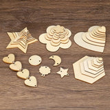 PATIKIL 15mm Wood Pieces, 200 Pack Unfinished Hexagonal Wood Shapes Blank Wooden Cutouts Ornaments Natural for Christmas Party Craft Projects PATIKIL