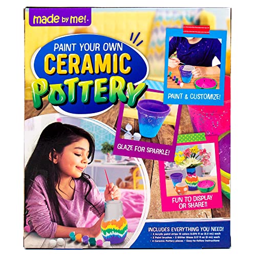 Made By Me Paint Your Own Ceramic Pottery, Fun Ceramic Painting Kit for Kids, Paint Your Own Ceramic Pottery Dish, Flower Pot, Vase & Bowl, Great - WoodArtSupply