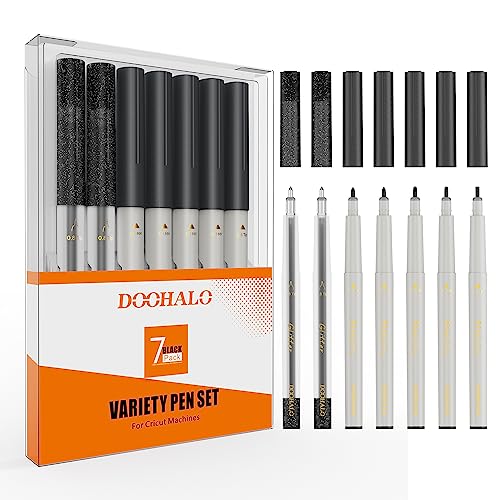 DOOHALO Metallic Grey Black Pens for Cricut Maker 3/Maker/Explore 3/Air 2/Air 1.0/0.8/2.0/2.5 Variety Point Tips Gel Glitter Markers for drawing DOOHALO