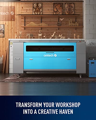 OMTech 130W CO2 Laser Engraver with LightBurn & Water Chiller, 35x50 Inch Laser Engraving Cutting Machine with Dual Laser Heads Autolift 3 Way Pass