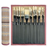 Falling in Art Natural Bristle Professional Paintbrush Set, 15PCS Long Handled Paint Brushes for Acrylic Painting, Oil Paint Brushes of Fan, Round, Falling in Art