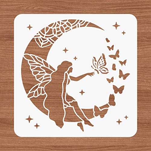 BENECREAT 12x12" Dream Fairy Theme Plastic Stencils, Reusable Fairy Cutouts Painting Template for Painting, Wood Burning, Pyrography and Engraving - WoodArtSupply