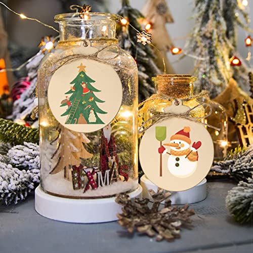 OurWarm 50pcs DIY Christmas Wooden Ornaments Unfinished, 4" Large Natural Wood Slices Predrilled with Hole Wooden Circles for Crafts Christmas OurWarm