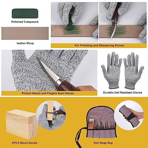 Wood Carving Tools, 26 PCS Wood Whittling kit for Beginners, Wood Carving Knife Set, Premium Whittling Knives Set for All Levels, Professional Neddie