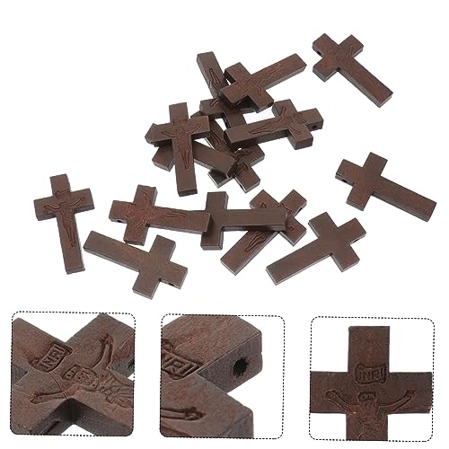 TEHAUX 300 Pcs Small Wooden Crosses Unfinished Wood Cross Rustic Wooden Cross Mini Wooden Crosses Locket for Men Pendant for Men Christian Cross Man TEHAUX