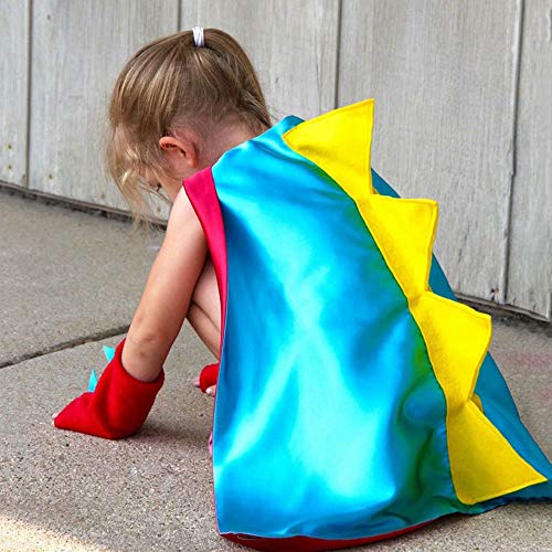 QIAONIUNIU Dinosaur Dragon Cape and Gauntlets Halloween Costume Boy Girl Toddler Dress Up Clothes 2-6 Years Old Color Light Blue QIAONIUNIU