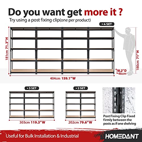 HOMEDANT Z-beam 5-Tier Laminated Heavy Duty Metal Shelving Unit Adjustable Garage Storage Utility Rack Shelves Organization Multipurpose Shelf - WoodArtSupply