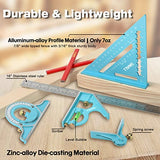 SHALL Rafter Square & Combination Square Tool Set, 7 Inch Aluminium-Alloy Carpenter Square & 16 Inch Zinc-Alloy Woodworking Framing Square Combo SHALL