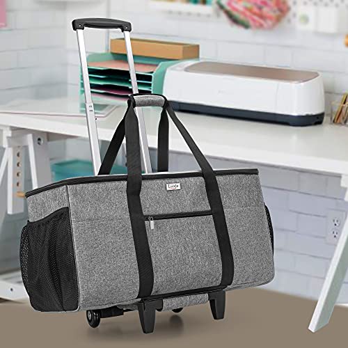 LUXJA Rolling Tote Compatible with Cricut Maker (Explore Air) and Easy Press (9 inches x 9 inches), Die-Cut Machine Carrying Case with Wheels (Come LUXJA