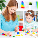 Morcheiong 12Pcs DIY Mini Wooden Maracas for Kids with 12Pcs Acrylic Paint Pens Morcheiong