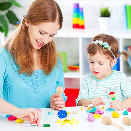 Morcheiong 12Pcs DIY Mini Wooden Maracas for Kids with 12Pcs Acrylic Paint Pens Morcheiong