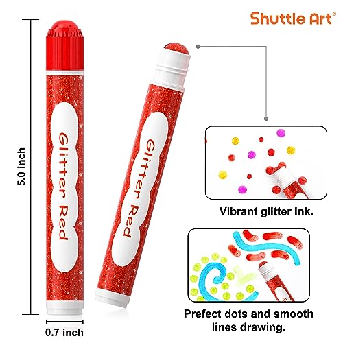 Shuttle Art Shimmer Dot Markers, 15 Glitter Colors Washable Markers for Toddlers,Bingo Daubers Supplies Kids Preschool Children, Non Toxic Shuttle Art