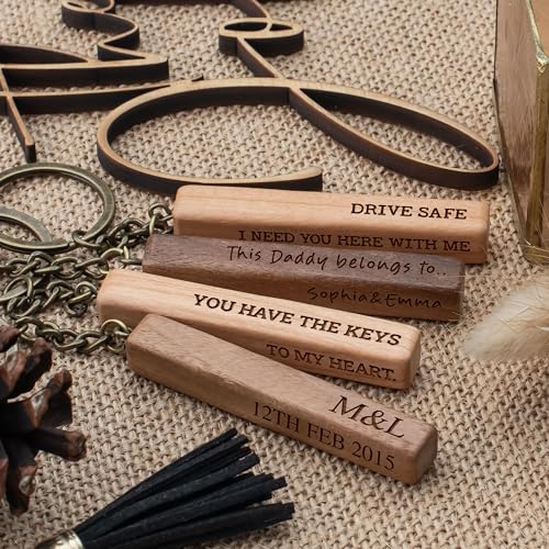 Custom 4 Sided Keychain, Personalized Key Chain with Name, Message | Cherry | Engraved Keychain for Men, Women, Boyfriend, Girlfriend, Customizable Personalized Favors