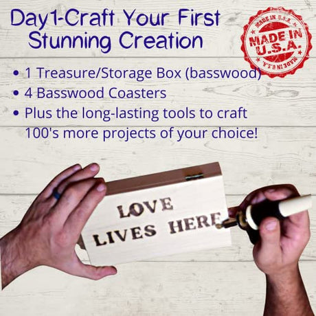 DIY Wood Burning Kit - for Beginner Pyrography to Mastery - Professional Video Instruction, Pyrography Pen, Tracing Tool, Wood Burner, 3 Pro Tips, Art Class by Kim