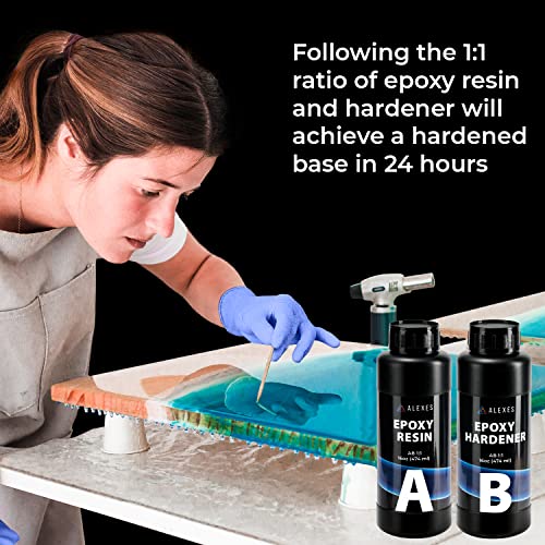 32 OZ Crystal Clear Epoxy Resin Kit – Craft Resin Epoxy Mix – Clear Casting Resin Epoxy Kit - Two Part Epoxy Resin Clear- Epoxy Resin 32oz (16oz + 16 ALEXES