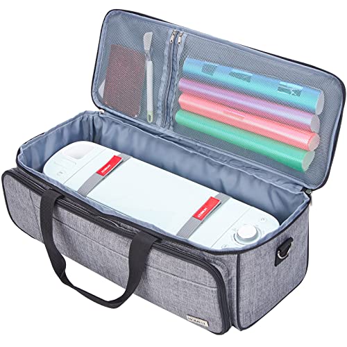 HOMEST Carrying Case for Cricut with Multi pockets for 12x12 Mats, Large Front Pocket for Accessories, Grey (Patent Design) - WoodArtSupply