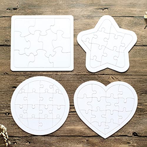 Toyvian Sublimation Blank Puzzle, 4 Pcs Kids Coloring Blank Puzzle, Four Shapes Drawing Board, Use As Party Favors, DIY Invites and More (Random Toyvian