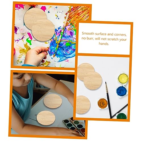 Operitacx 10pcs Round Bamboo Unfinished Bamboo Chips Premium Unfinished Slices Unfinished Round Chips Circle Blank Cutouts Painting Materials Operitacx