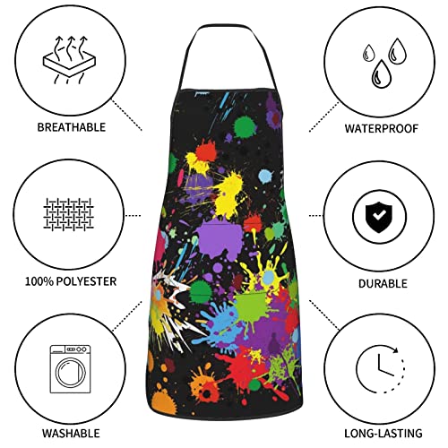 Senheol Colorful Painting Artist Apron, Waterproof Adjustable Aprons with 2 Pockets for Women Men Adults, Gifts for Artists Senheol