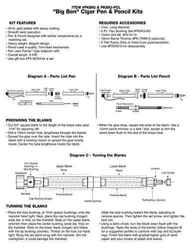 Penn State Industries PKBIGSS2 Big Ben Cigar Twist Ballpoint Pen Kit Starter Package Woodturning Project Penn State Industries