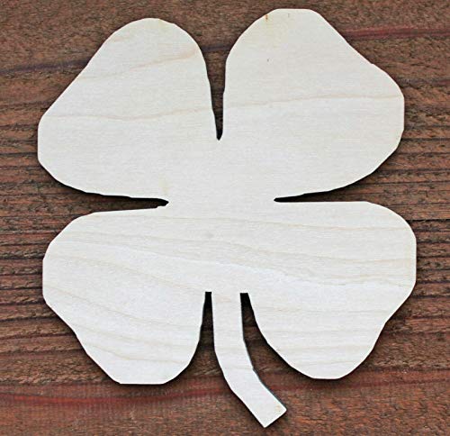 1 Four Leaf Clover Shamrock Shape Unfinished Wood Cutout Craft Door Hanger 15" H