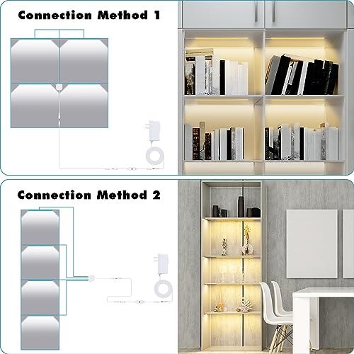 JUSJUBR 4PCS x 12inch Display Cabinet Lights Warm White, Dimmable LED Shelf Lighting with Memory Function, Bookshelf Lighting, LED Lights for Display JUSJUBR