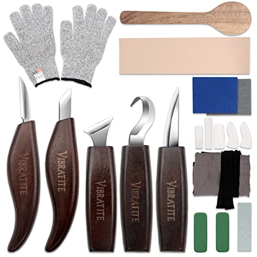 VIBRATITE Wood Carving Tools Set - Wood Carving Kit with Detail Wood Knife, Woodworking Whittling Kit for Beginners, DIY VIBRATITE