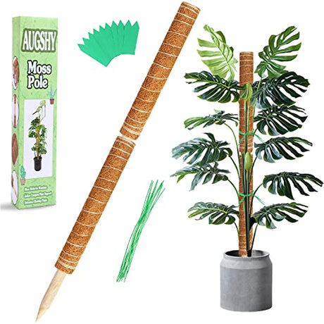 Augshy Moss Pole, 27 Inch Moss Poles - 2Pcs 17 Inch Plant Stakes Moss Sticks for Monstera Indoor Creepers Plant Support Extension Climbing Plants Augshy