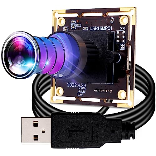 16MP USB Fisheye Camera Wide Angle PC Camera for Computer Raspberry Pi Mini UVC USB2.0 Webcam Board IMX298 USB Security Camera Module CCTV Laser - WoodArtSupply