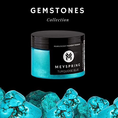 MEYSPRING Turquoise Blue Mica Powder - 50g - Epoxy Resin Color Pigment - Teal Mica Powder for Resin Ocean Art, River Tables, Woodworking - Cosmetic MEYSPRING