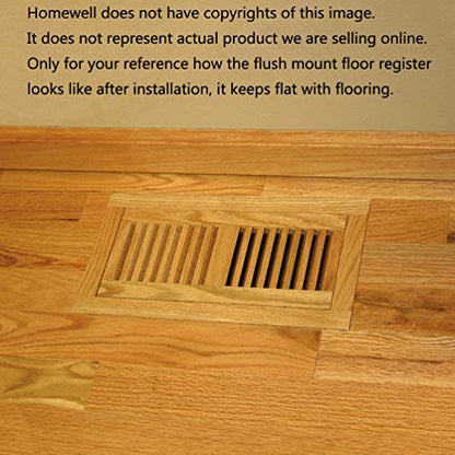 Homewell Maple Wood Floor Register Vent, Flush Mount with Frame, 4x12 Inch, Unfinished - WoodArtSupply