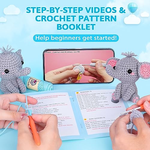 CROCHETTA Crochet Kit for Beginners, Beginner Crochet Starter Kit with Step-by-Step Video Tutorials, Learn to Crochet Kits for Adults Kids, DIY CROCHETTA