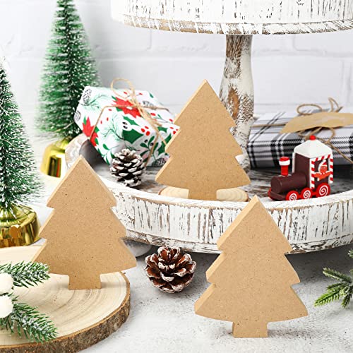 Whaline 12Pcs Christmas Tree Wooden Cutouts Blank Xmas Tree Unfinished Table Wooden Signs DIY Tiered Tray Decor for Christmas Home Kitchen Office - WoodArtSupply