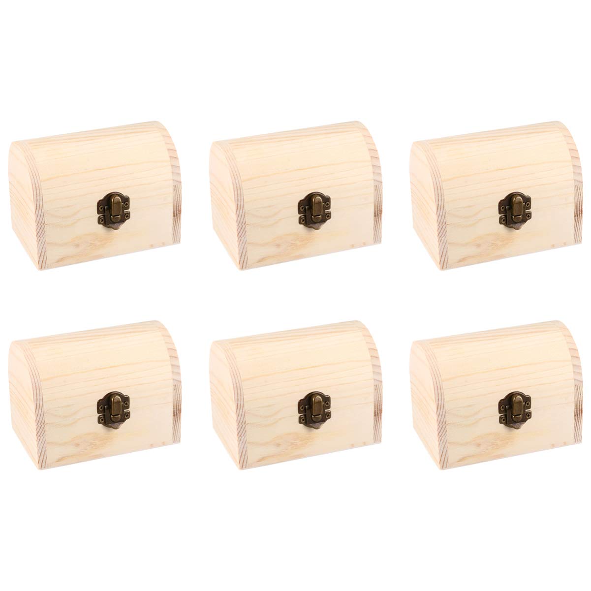Healifty 6 Pcs Unfinished Treasure Chest Table Top Chest Graffiti Supplies Storage Lock Case Travel Jewlery Case Trinket Antique Decor Wood Case Healifty