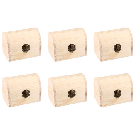 Healifty 6 Pcs Unfinished Treasure Chest Table Top Chest Graffiti Supplies Storage Lock Case Travel Jewlery Case Trinket Antique Decor Wood Case Healifty