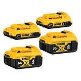 DEWALT 20V MAX Battery, Lithium Ion, 2 Ah and 4 Ah, 4-Pack, Fuel Gauge LED Charge Indicators (DCB324-4) DEWALT