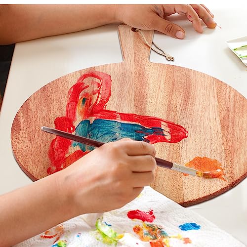 Patelai 12 Piece Round Wood Cutting Board Pizza Peel with Handle Laser Engraving Serving Board Charcuterie Cheese Bread Cutting Board for DIY Wedding Patelai