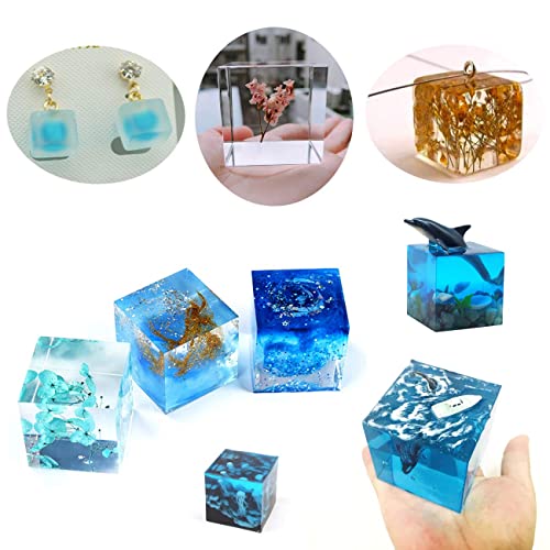 4 Pack Square Resin Molds - 4 Sizes Cube Silicone Casting Molds for DIY Art Resin Candle Soap Making Sakola