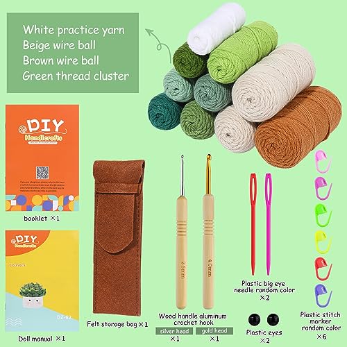 Hssugi Crochet Kit for Beginners - 6pcs Coasters in a Plant Pot Crochet Start Kit, Complete Beginner Crochet Kit with Crochet Hooks, Yarn, Clear Hssugi