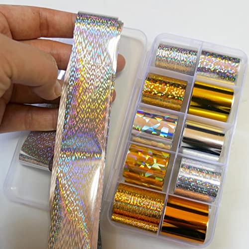 LoveOurHome 30 Sheet Holographic Nail Transfer Foils Marble Starry Sky Gold Silver Nails Art Foil Stickers Decals Manicure Fingernail Tattoo LoveOurHome