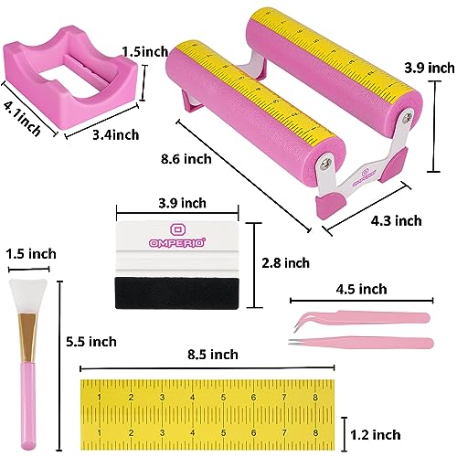 OMPERIO Cup Cradle for Crafting Tumbler, Cup Cradle for Tumblers with Felt Edge Squeegee to Apply Vinyl Decals with Measurements for Mugs (Pink) OMPERIO