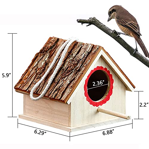 kathson Bird House for Outside Clearance Parakeet Nesting Box Wooden Houses Hanging Wood Breeding Outdoor Parrot Birdhouse Natural Aviary Cage - WoodArtSupply