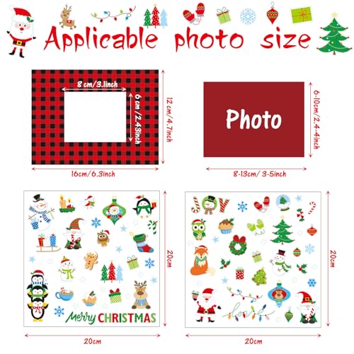 24 Packs Christmas Photo Frame Xmas Craft DIY Picture Frame Ornaments with Stickers Christmas Photo Frame Cards Game DIY Xmas Gift Winter Decorations Capoda