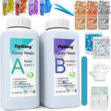 Epoxy Resin Clear Crystal Coating Kit 68oz/2L - 2 Part Casting Resin for Art, Craft, Countertop, Wood, Jewelry Making, River Tables, with Gloves, SigWong