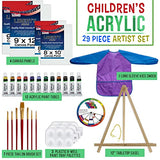 U.S. Art Supply 29-Piece Children's Acrylic Paint Artist Set with 12 Paint Colors, 7 Brushes, 12" Easel, 4 Canvas Panels, 3 Painting Palettes, Color US Art Supply