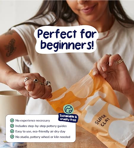 Pott'd™ Home Air Dry Clay Pottery Kit for Beginners. DIY Kit for Adults. Kit Includes: Air-Dry Clay for Adults, Tools, Paints, Brushes, Sealant, Pott'd