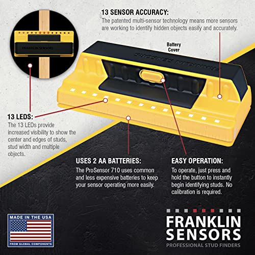 Franklin Sensors 710 Professional Stud Finder with 13-Sensors Wood & Metal Stud Detector/Wall Scanner, Made in the USA - WoodArtSupply