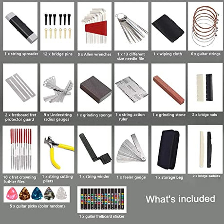 77 Pcs Guitar Maintenance Kit Repair Tool Setup with Carry Bag Large For Acoustic Guitar Electric guitar Ukulele Bass Banjo, String Instrument Ahathyw